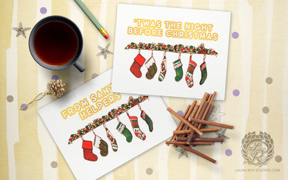 Personalized Stockings Holiday Card: Fireplace Mantel Christmas Card