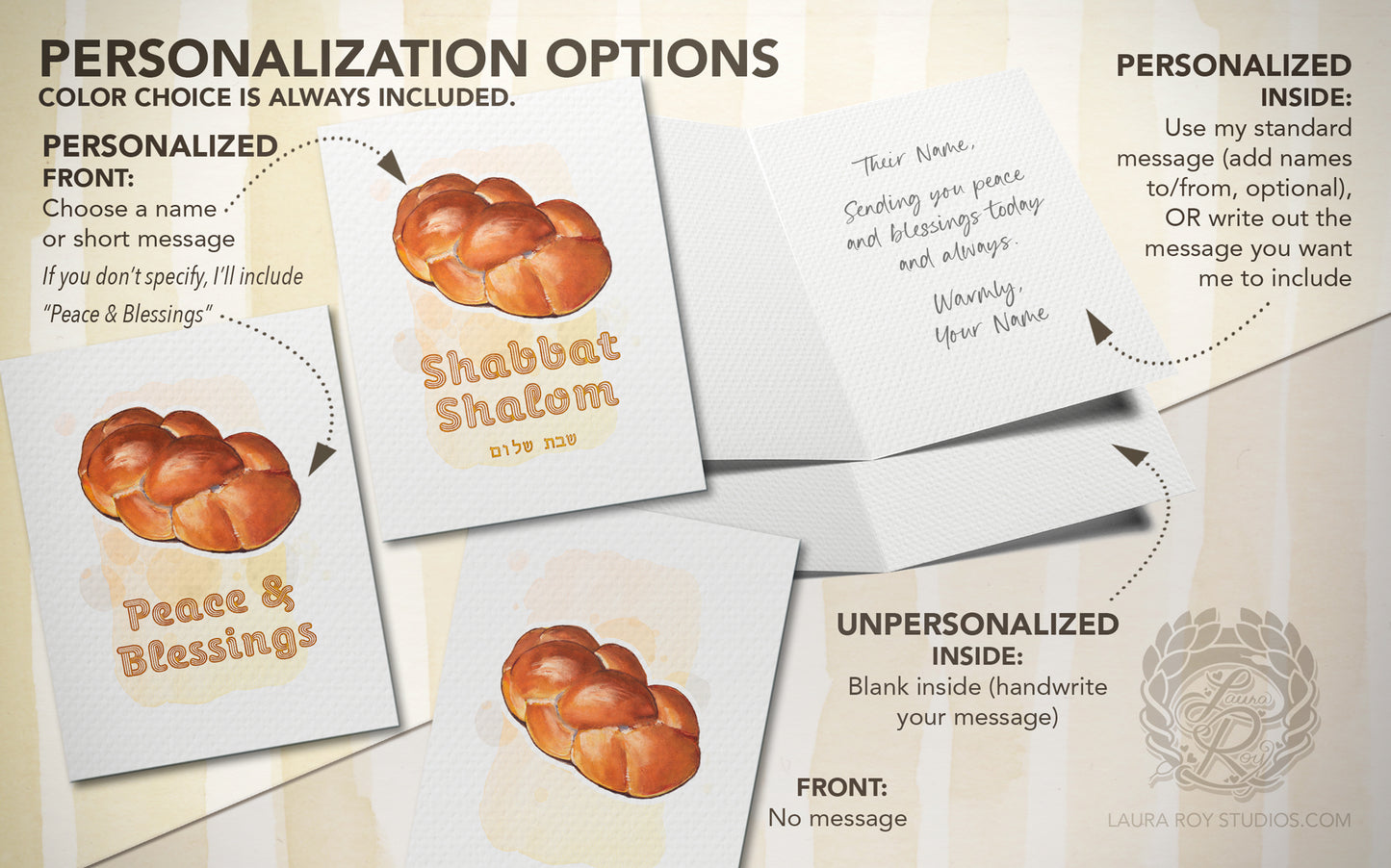 Personalized Challah Greeting Card: Jewish Holiday, Shabbat, Mazel Tov & Celebration Card