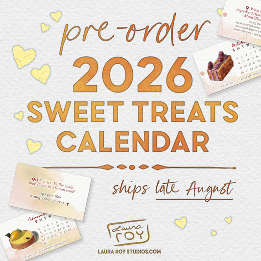 2026 Sweet Treats Watercolor Mini Calendar - Handcrafted Art, Monthly Dessert Trivia, Perfect Gift for Sweet Tooth Enthusiasts & Dessert Lovers
