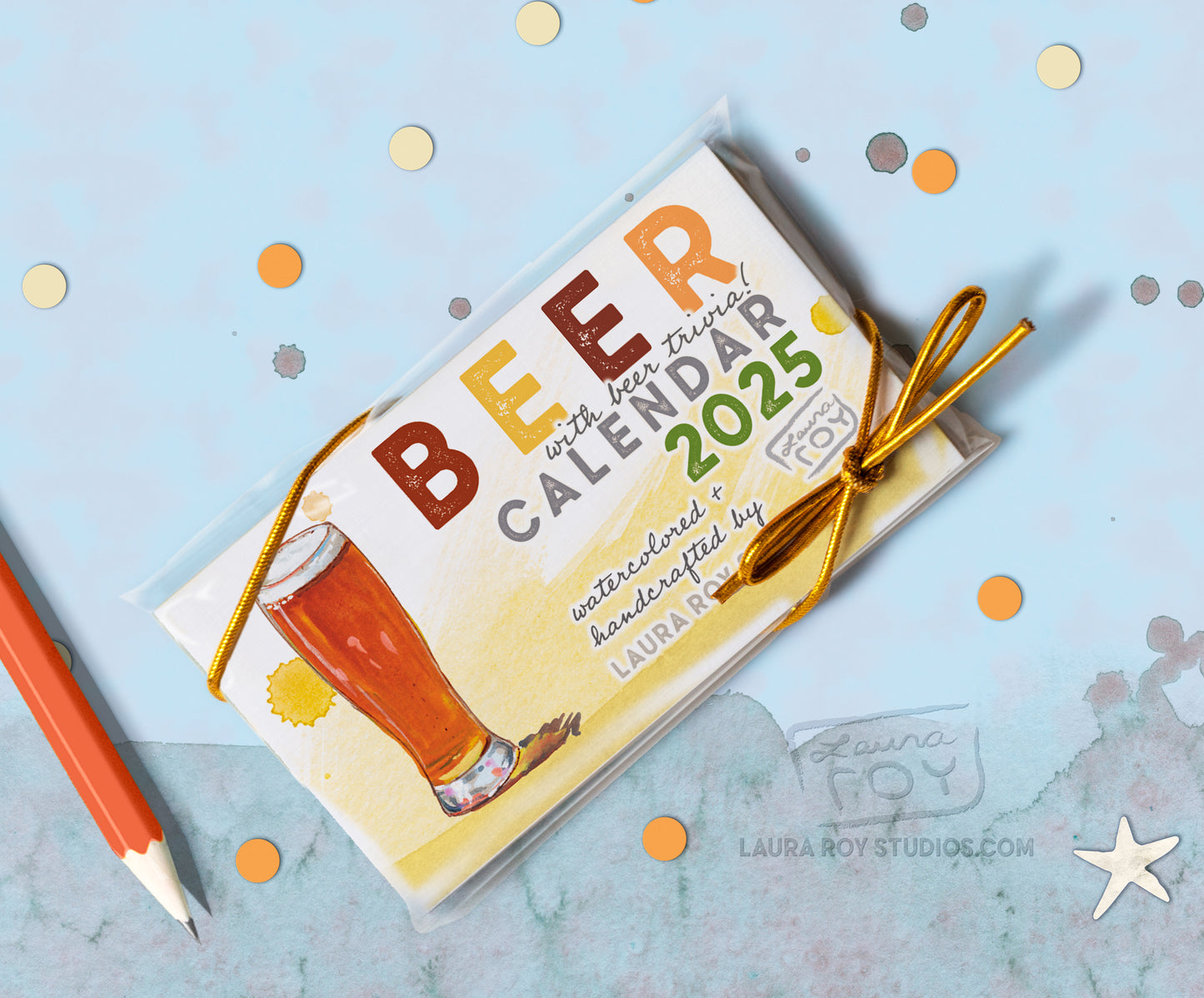 2025 Beer + Trivia Mini Watercolor Calendar – Handcrafted Art, Monthly Beer Trivia, Perfect Gift for Beer Lovers & Trivia Fans