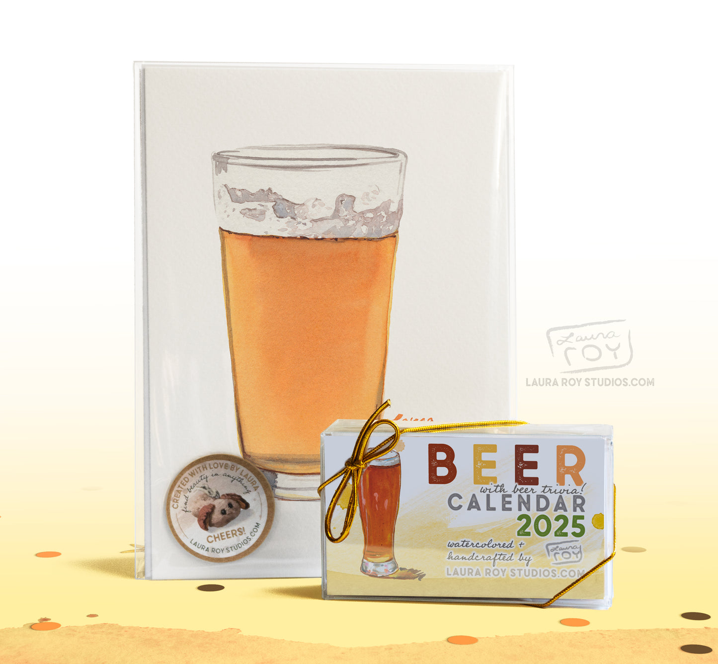 2025 Beer + Trivia Mini Watercolor Calendar – Handcrafted Art, Monthly Beer Trivia, Perfect Gift for Beer Lovers & Trivia Fans