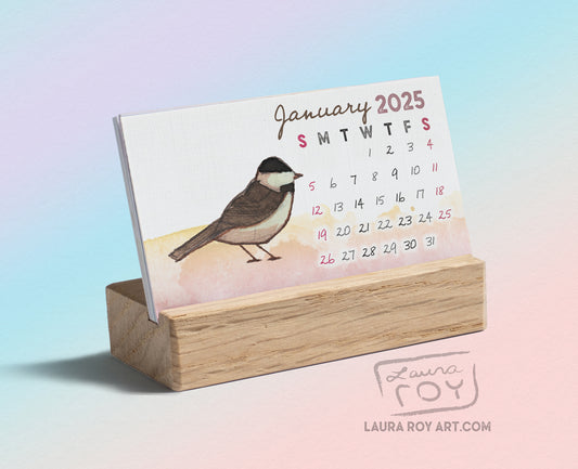 2025 Birds Watercolor Mini Calendar – Handcrafted Art, Monthly Bird Poems, Perfect Gift for Birdwatching Enthusiasts & Nature Lovers