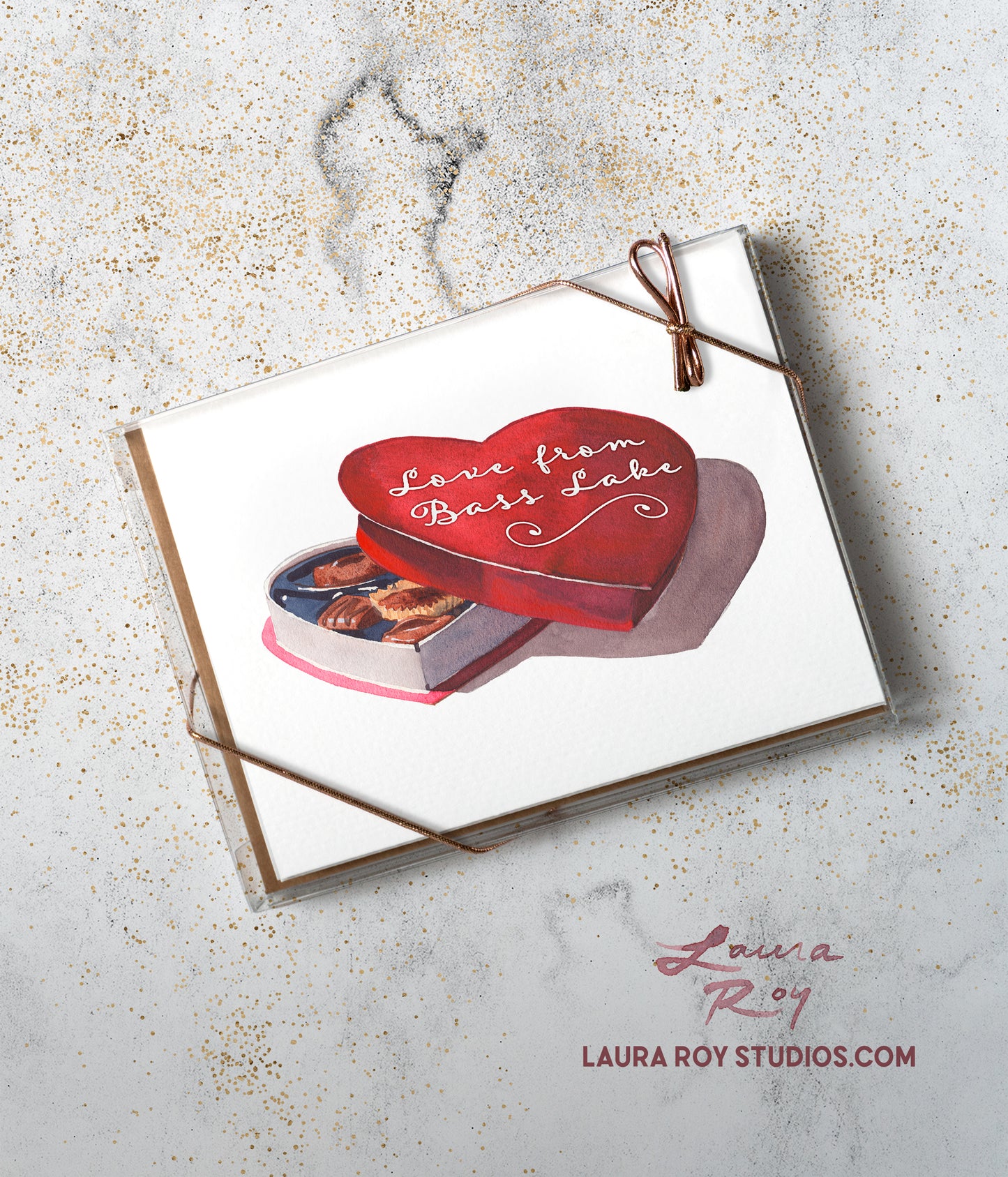 Personalized Chocolate Box Card - Watercolor Heart with Custom Message for Valentine's Day, Anniversaries, and Weddings (Single or Set)