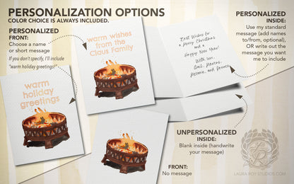 Personalized Firepit Holiday Card: Watercolor Fire with Warm Winter Wishes