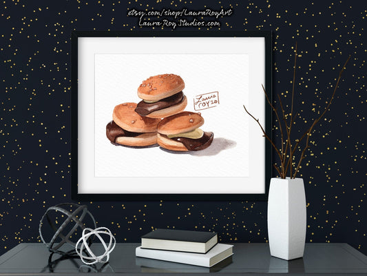 Everyburger Japanese Cookies Watercolor Giclée Print