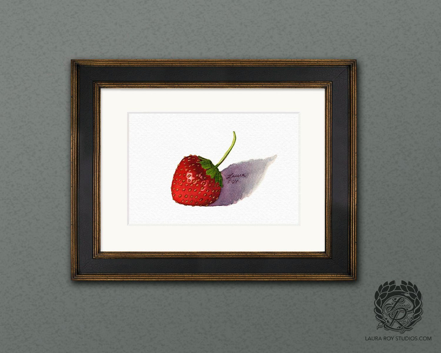 Watercolor Wild Strawberry Art Print  Botanical Fruit Illustration, Realistic Red Berry Kitchen Wall Decor
