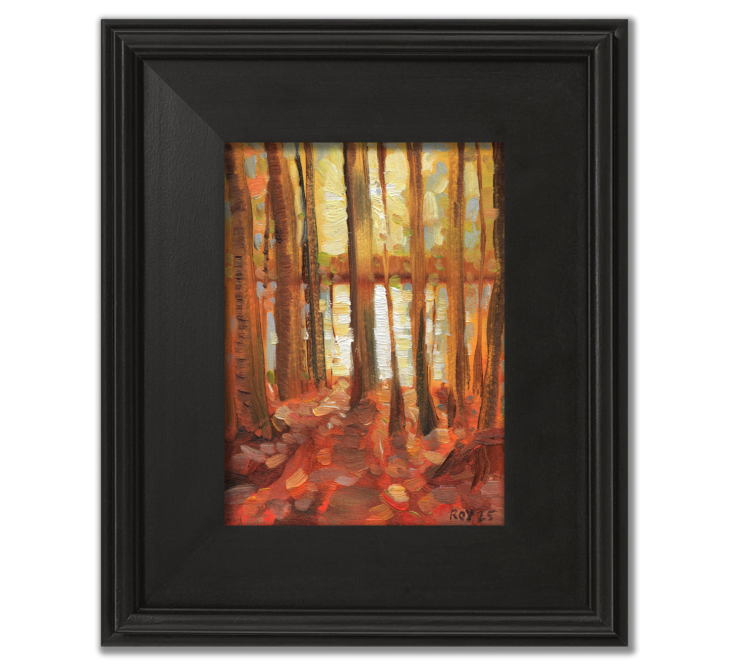 Shining Lake Sunset Through Trees