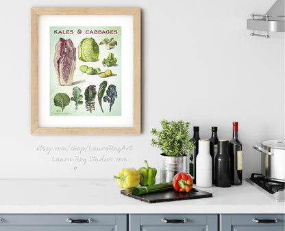 Kales and Cabbages Watercolor | Giclée Print