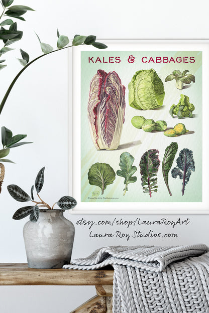 Kales and Cabbages Watercolor | Giclée Print