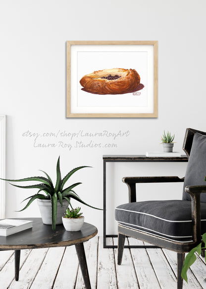 Blueberry Danish Watercolor | Giclée Print