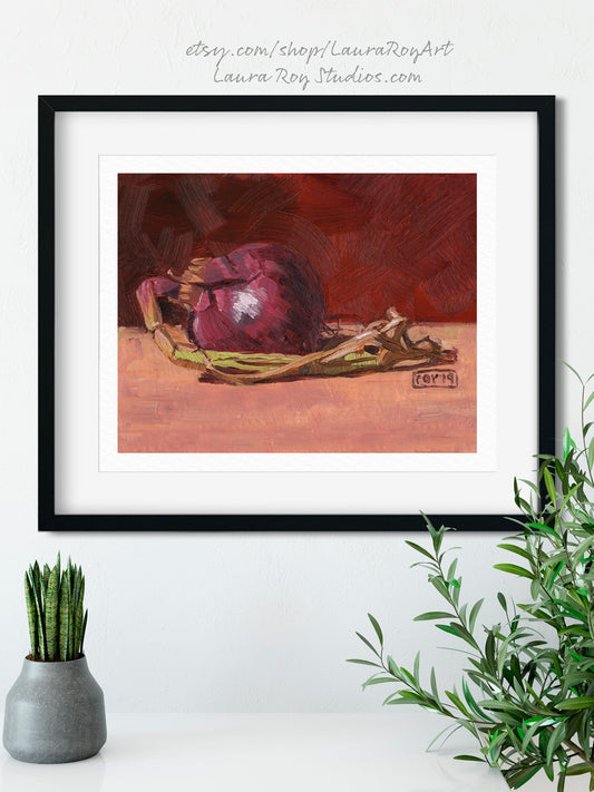 Red Onion Oil Painting | Giclée Print