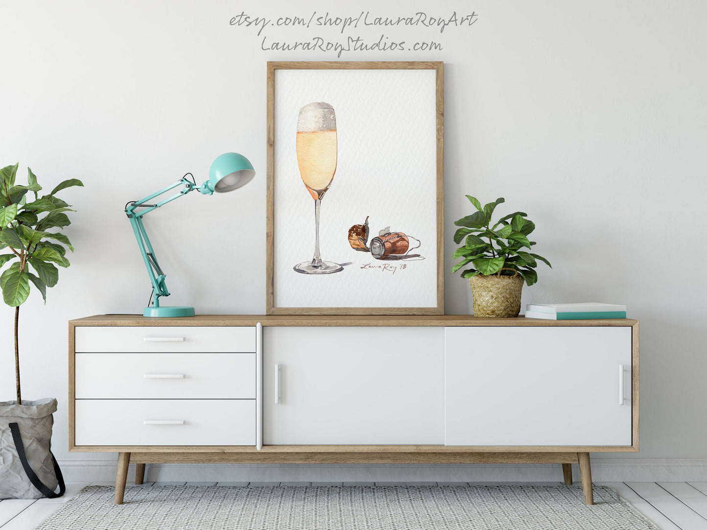 Glass of Champagne Watercolor | Giclée Print