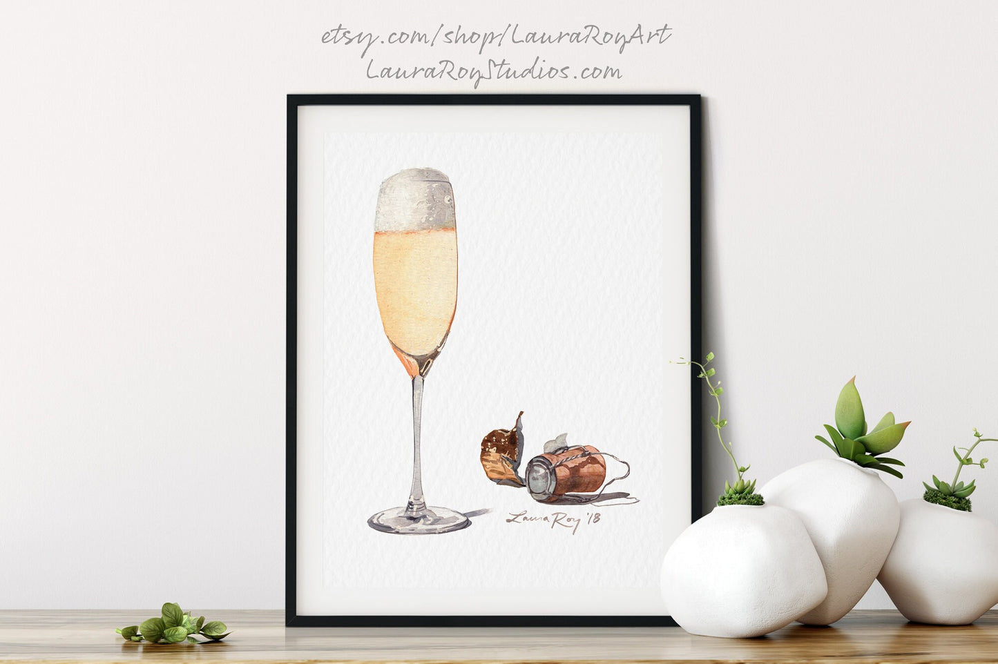 Glass of Champagne Watercolor | Giclée Print