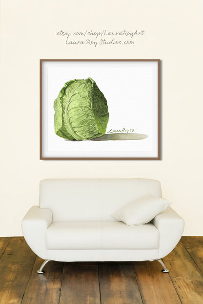 Green Savoie Cabbage Watercolor | Giclée Print