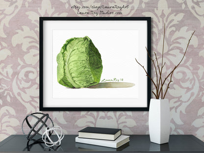 Green Savoie Cabbage Watercolor | Giclée Print