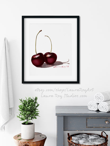 Black Cherries Watercolor | Giclée Print