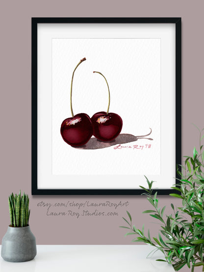 Black Cherries Watercolor | Giclée Print