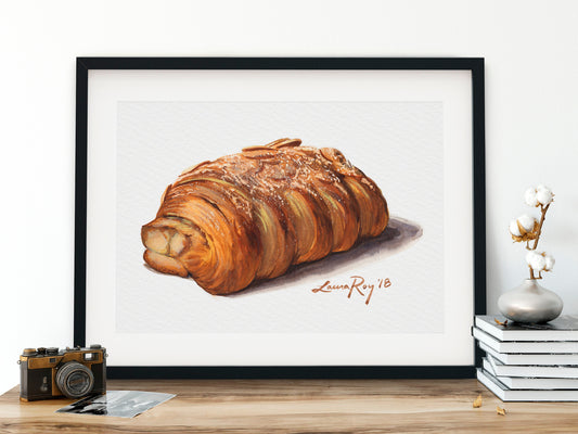 Almond Croissant "Bear Claw" Watercolor | Giclée Print