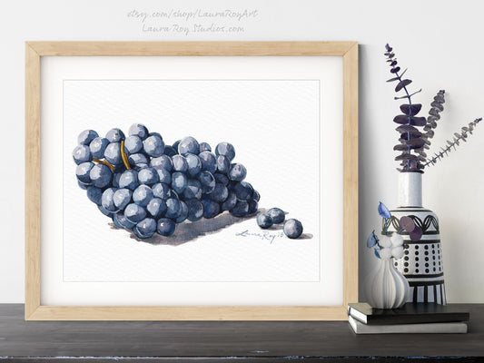 Cabernet Sauvignon Grapes Watercolor | Giclée Print