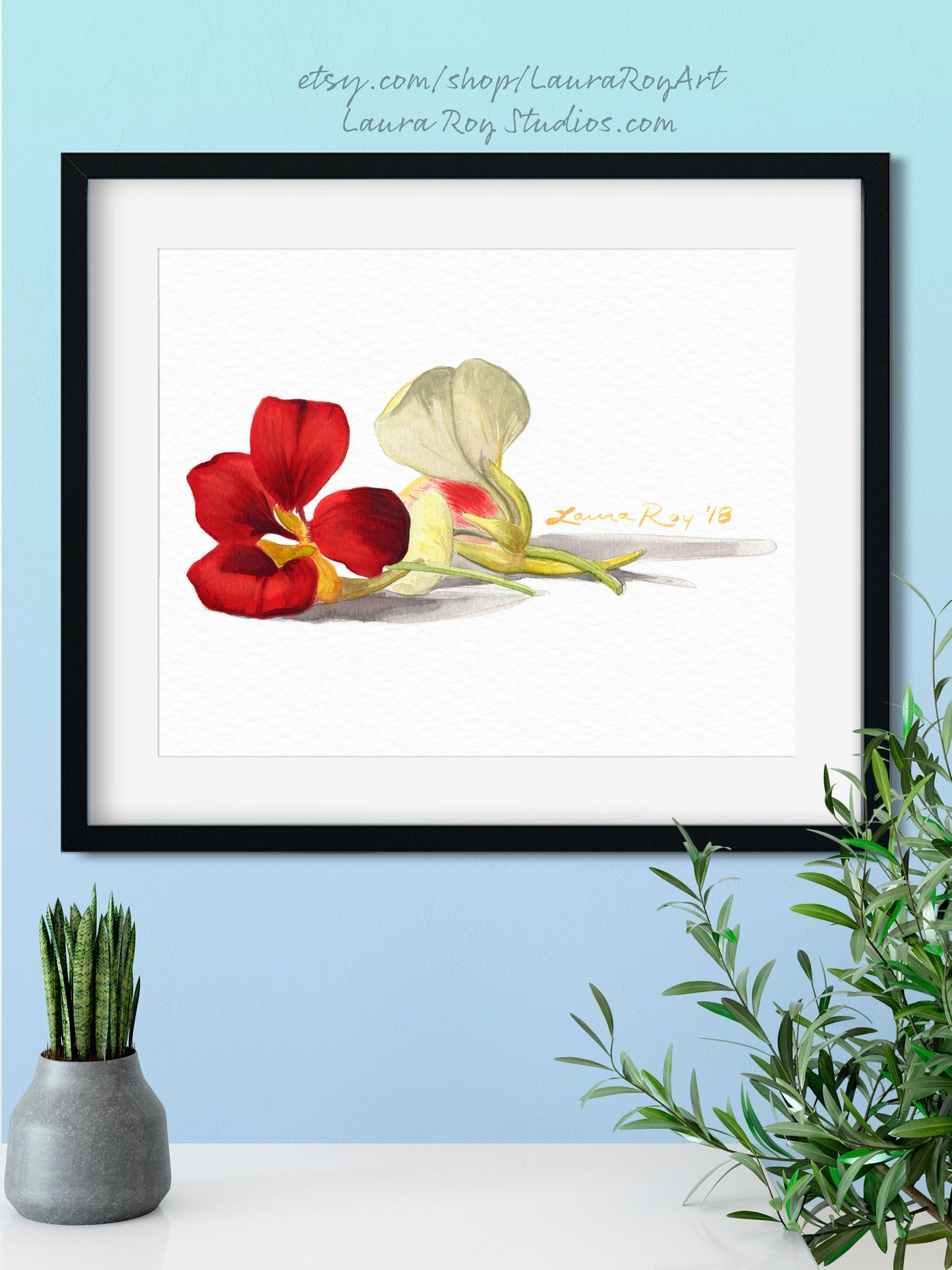 Nasturtiums Watercolor | Giclée Print