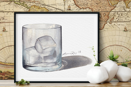 Old Fashioned Glass Watercolor | Giclée Print