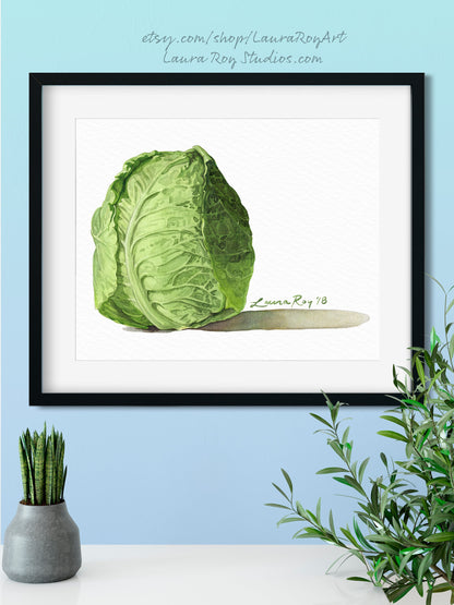 Green Savoie Cabbage Watercolor | Giclée Print