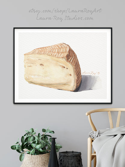 Goat Cheese Wedge Watercolor | Giclée Print