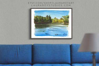 Morning Lake Watercolor | Giclée Print