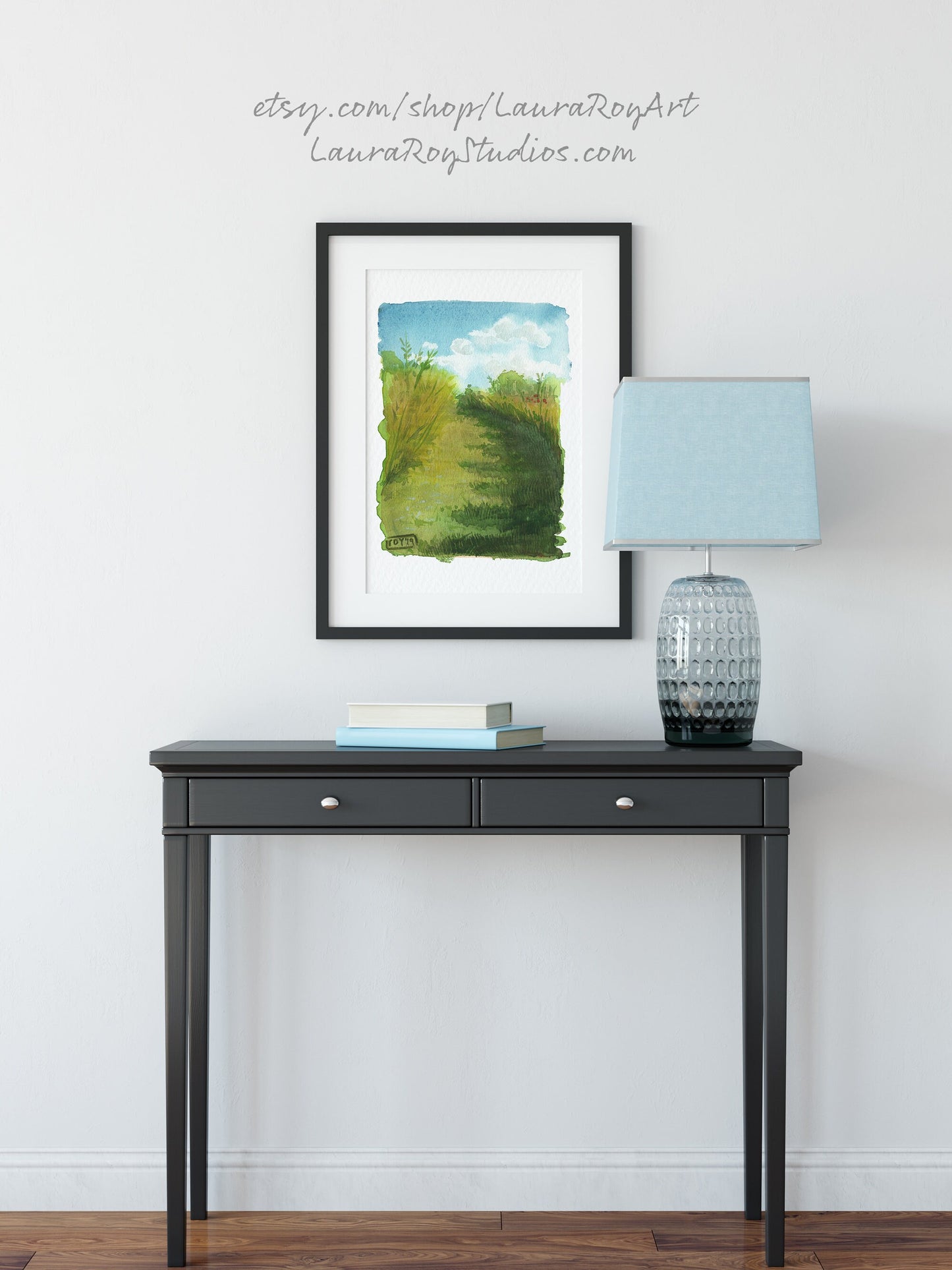Prairie Hillside Watercolor Giclée Print | Blue Skies and Tall Grass