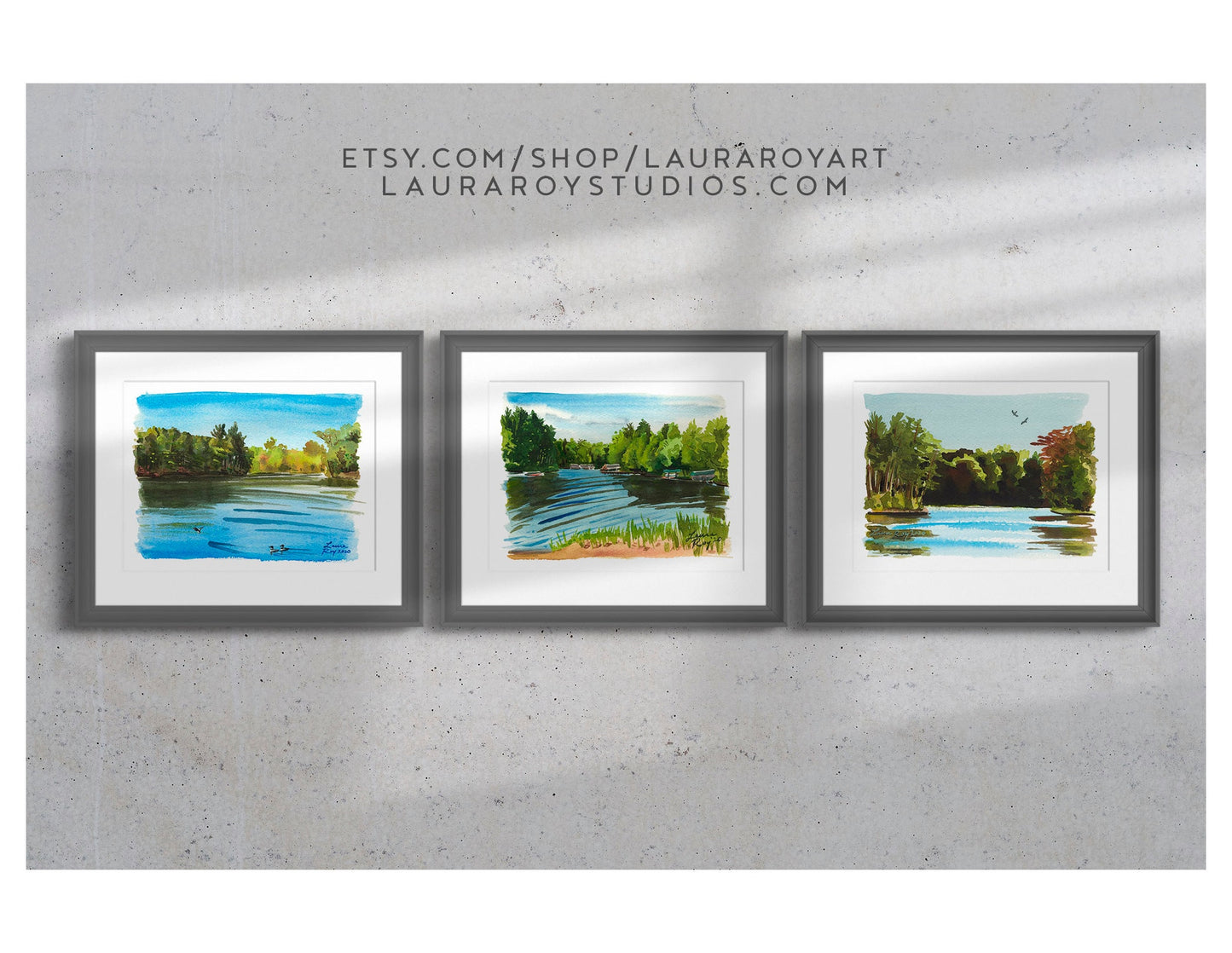 Morning, Afternoon, & Evening at Eagle River (Set of 3) Watercolors | Giclée Print