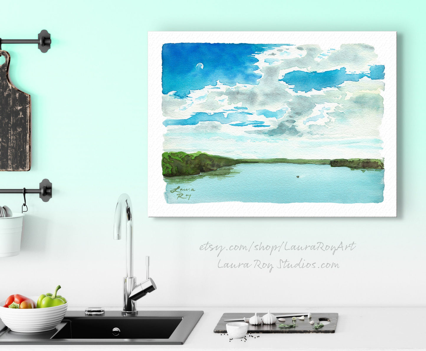 Moon over Mississippi Watercolor | Giclée Print