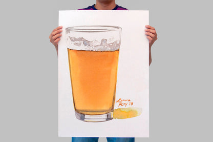 Pint of Beer Watercolor | Giclée Print