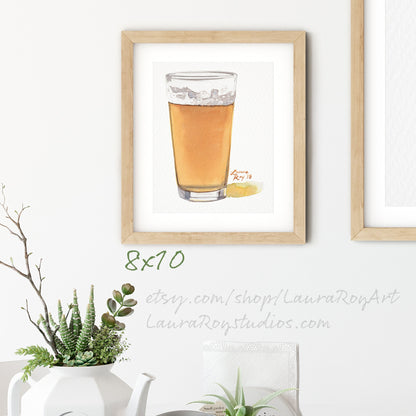 Pint of Beer Watercolor | Giclée Print