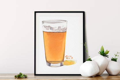 Pint of Beer Watercolor | Giclée Print