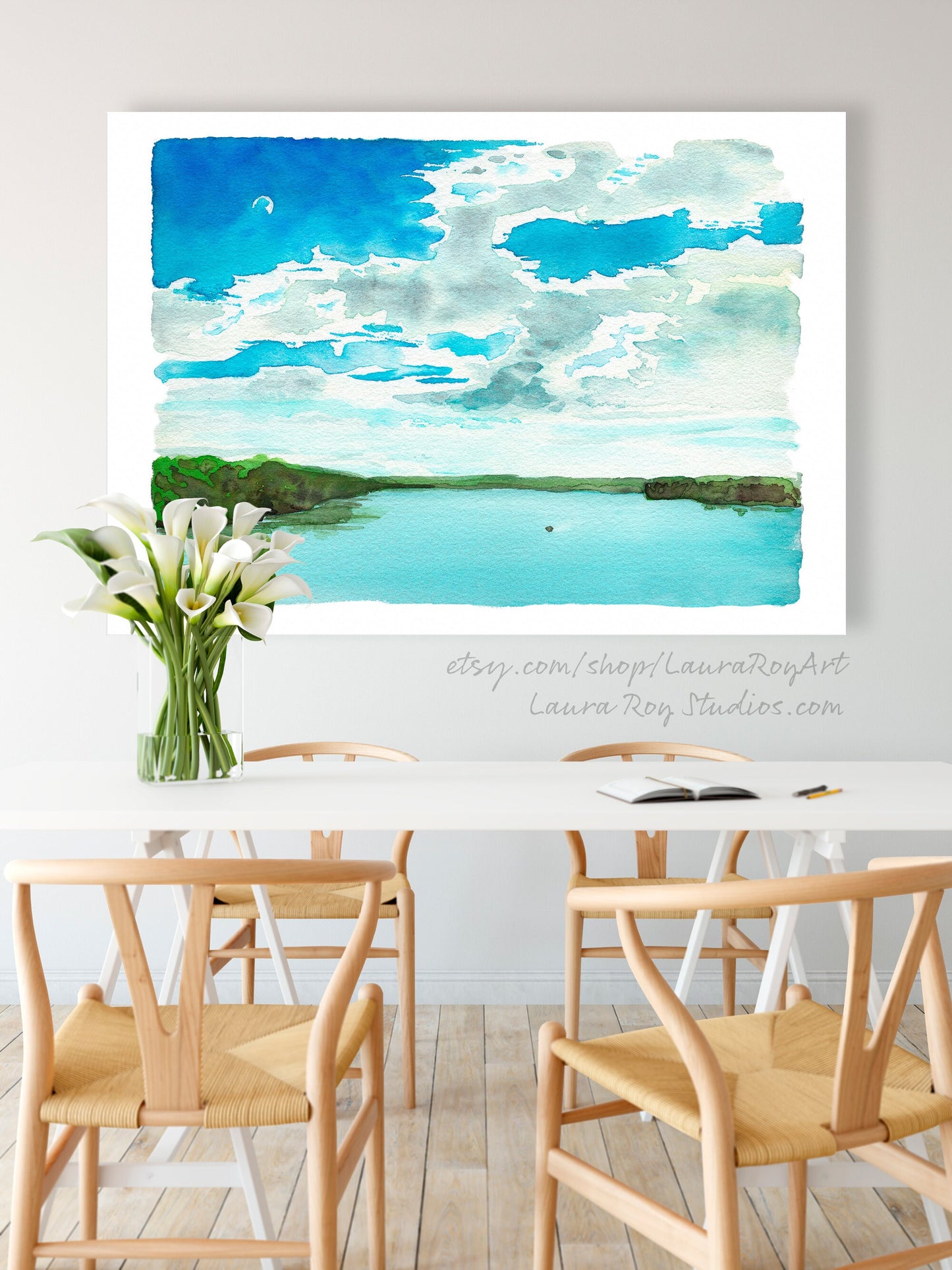 Moon over Mississippi Watercolor | Giclée Print