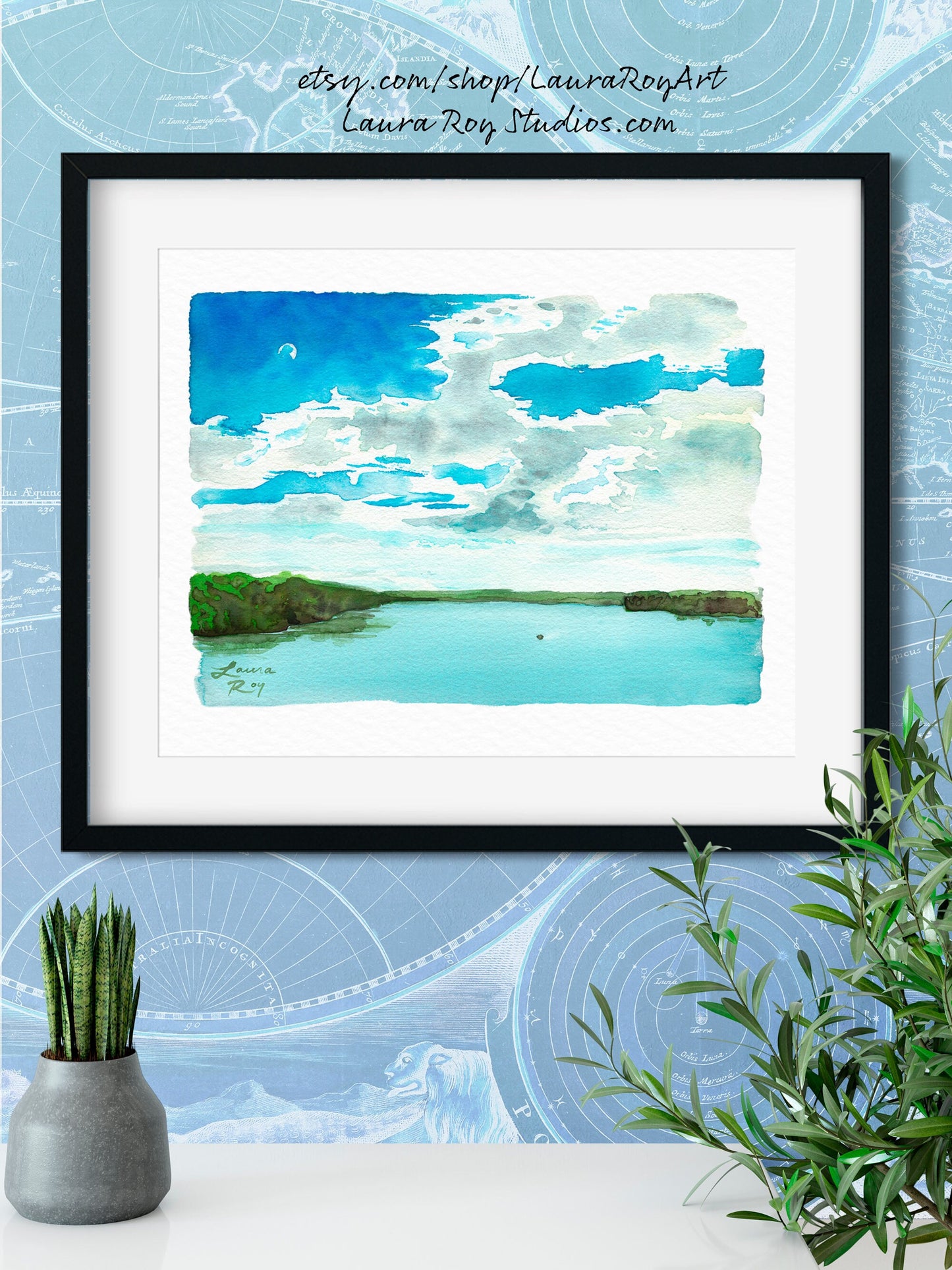 Moon over Mississippi Watercolor | Giclée Print