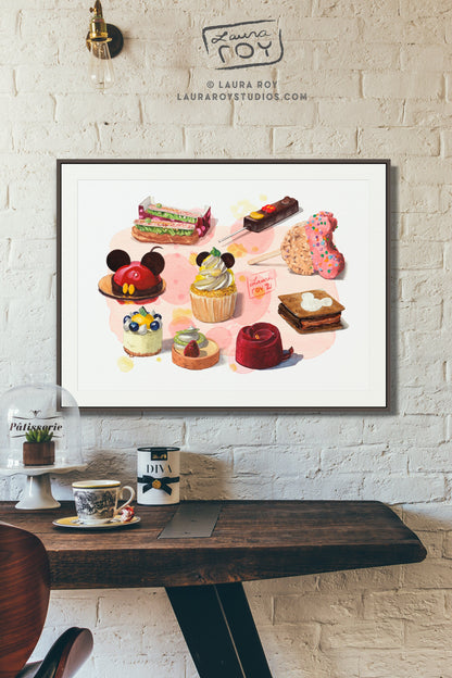 Desserts of Disney Watercolor Giclée Print | Disney Springs Treats Paintings