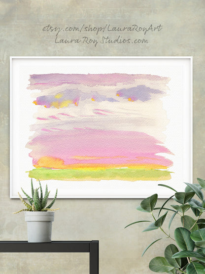 Prairie Sunrise Abstract Watercolor Giclée Print