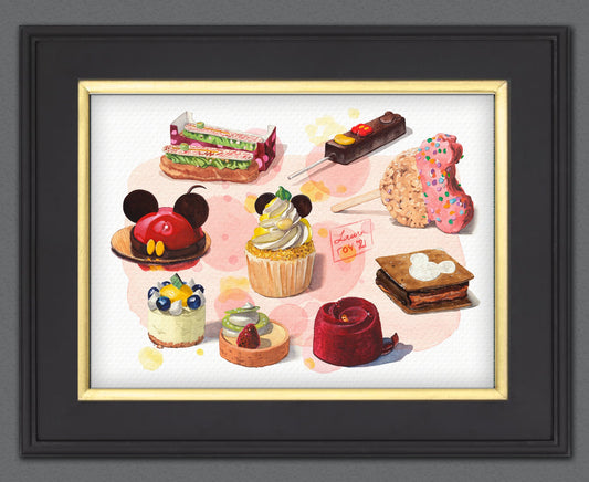 Desserts of Disney Watercolor Giclée Print | Disney Springs Treats Paintings