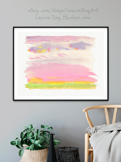 Prairie Sunrise Abstract Watercolor Giclée Print