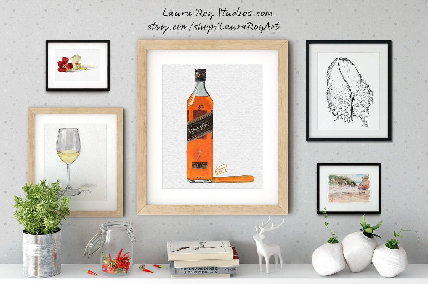 Johnny Walker Black Watercolor | Giclée Print