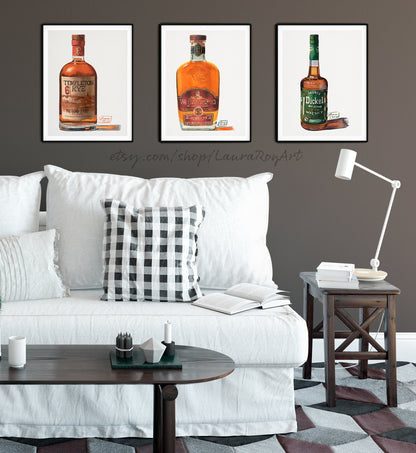 Choose 3 Whiskey Watercolors | Giclée Print