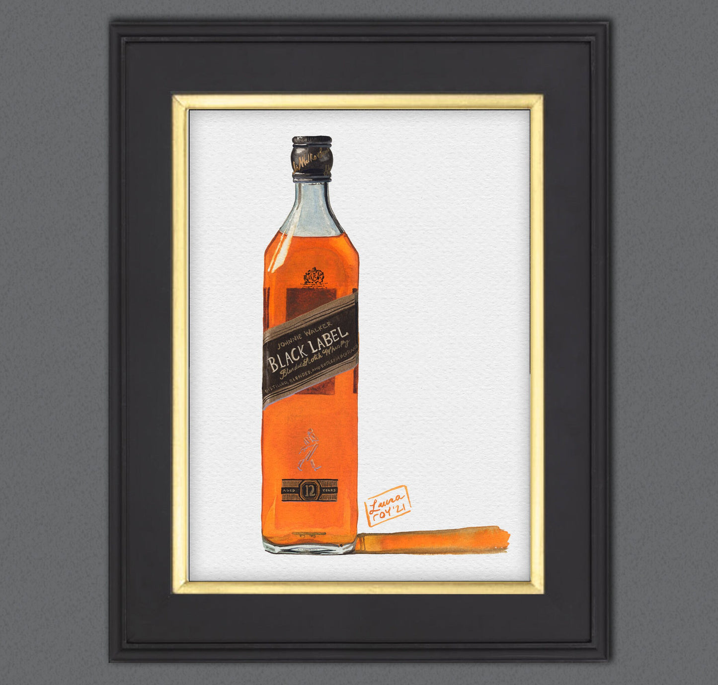 Johnny Walker Black Watercolor | Giclée Print