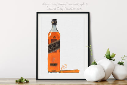 Johnny Walker Black Watercolor | Giclée Print