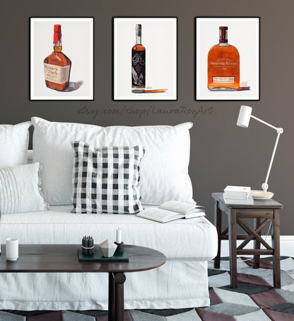 Choose 3 Whiskey Watercolors | Giclée Print