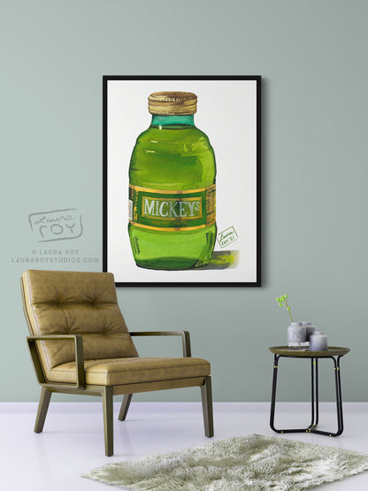 Mickey's Malt Liquor Watercolor | Giclée Print