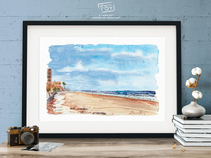 New Smyrna Gulls on the Surf Watercolor | Giclée Print