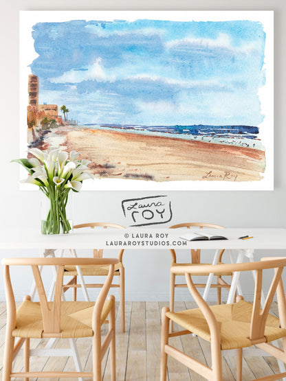 New Smyrna Gulls on the Surf Watercolor | Giclée Print