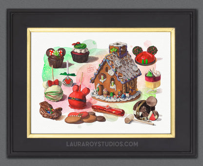 Holiday Desserts of Disney Watercolor | Giclée Print