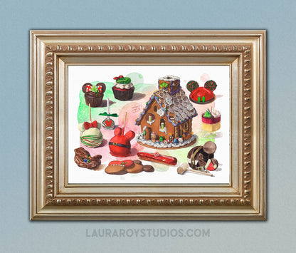 Holiday Desserts of Disney Watercolor | Giclée Print